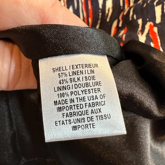 Milly Dress Olivia Silk Linen Sheath Peplum Sleeveless Career Black Red Size 8 - Picture 11 of 12